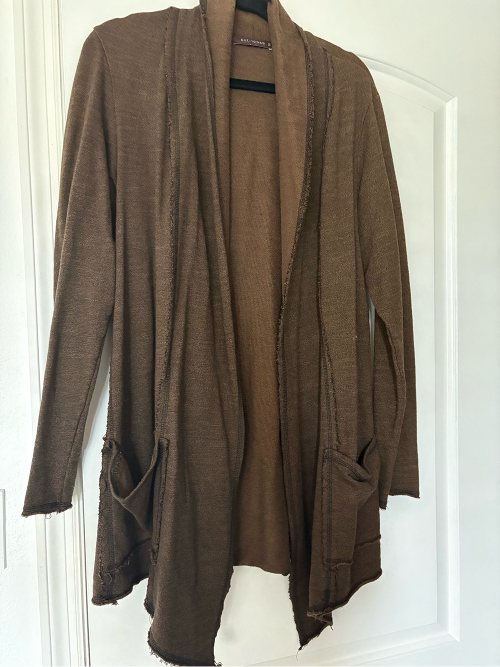 Cut loose Lagenlook deep brown open front cardigan size XL